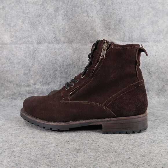 Leather Boots Mens 8 ZZYXX Shoes Biker Hand Crafted Brown Zip Combat Lug Sole main image 13
